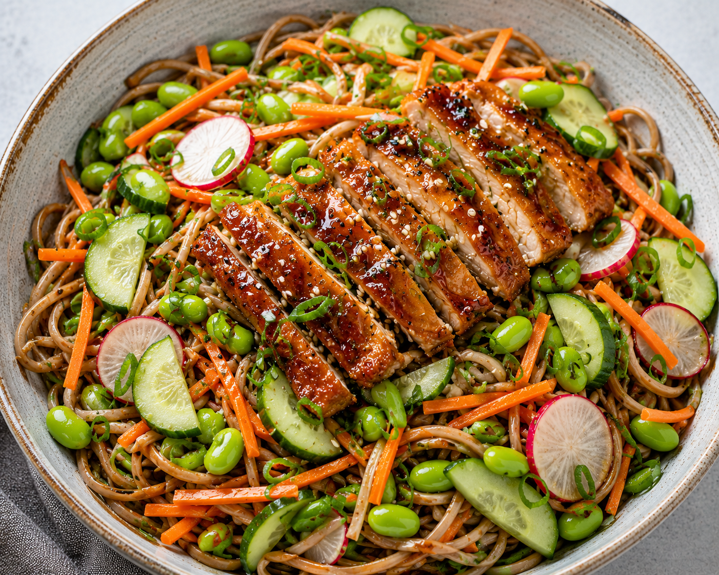 Cold Soba Noodle, Chicken Salad - 💥 Protein And Energy Boost 💥 (contains almonds)