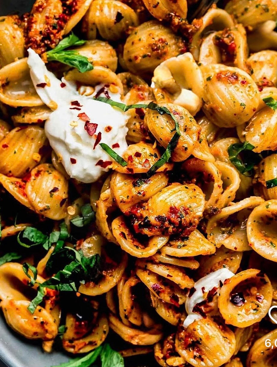 Tomato 🍅 Pesto Orecchiette-Reheat and Eat! (contains almonds)