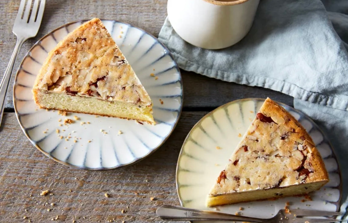 Almond Cake (Serves 8-10) with a Caramel Apple Caramel Sauce and Bourbon Chantilly Cream