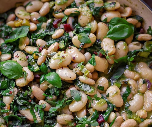 Cannellini Bean, Local Rainbow Chard Salad 🌿 🌈 🫜