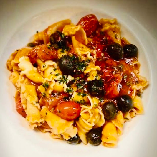 Reheat and Eat Campanelle Puttanesca