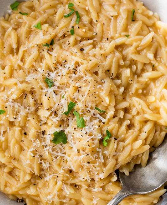 Toasted Orzo "Risotto" and Sweet Peas 🫛