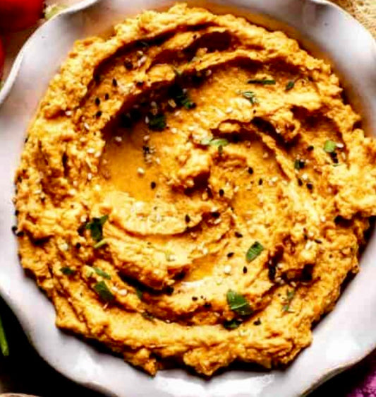 Roasted Carrot Hummus **finished with almonds**