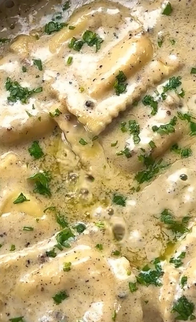 Roast Chicken and Leek Ravioli-Cacio E Pepe Style Sauce (Reheat and Eat)