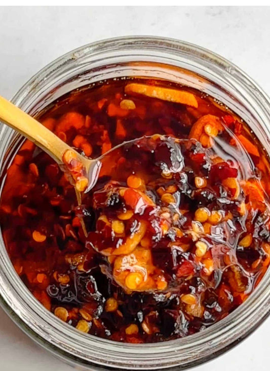 Jar of chili crisp 🌶️ ***MILD***.  Great as a gift or a holiday staple!