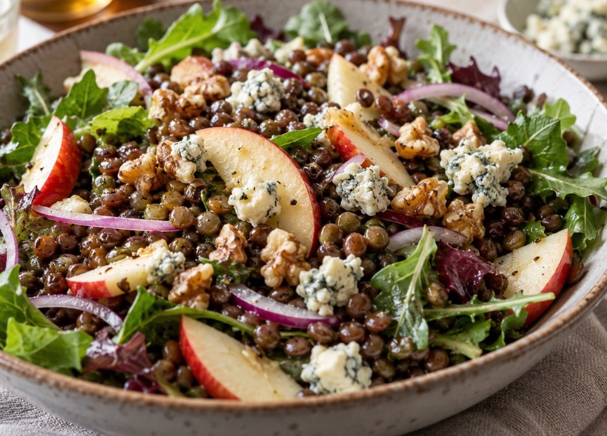 Lentil, Apple, Bleu Cheese Salad ***contains almonds***