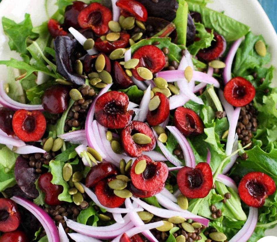 Cherry and Lentil Salad (Vegetarian, GF) ***Picture does not show all ingredients, please see description***