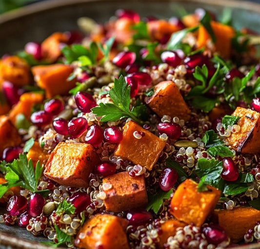 Sweet Potato,Pomegranate, Quinoa Salad