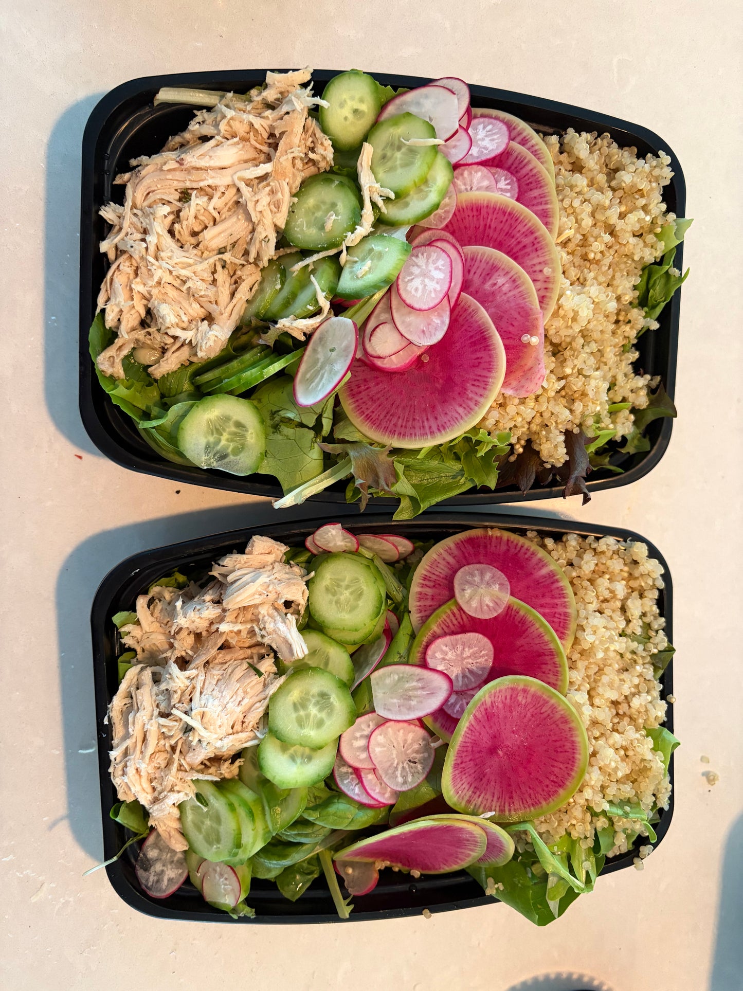 Radish, Cucumber, Quinoa, Shredded Chicken Salad 🥗 🥒 🫜