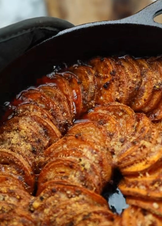 Sweet Potato 🍠 Gratin with a Calabrian Chili 🌶️ Glaze serves 2-4 (will be delivered in ceramic dishes for easy warm up and perfect presentation)