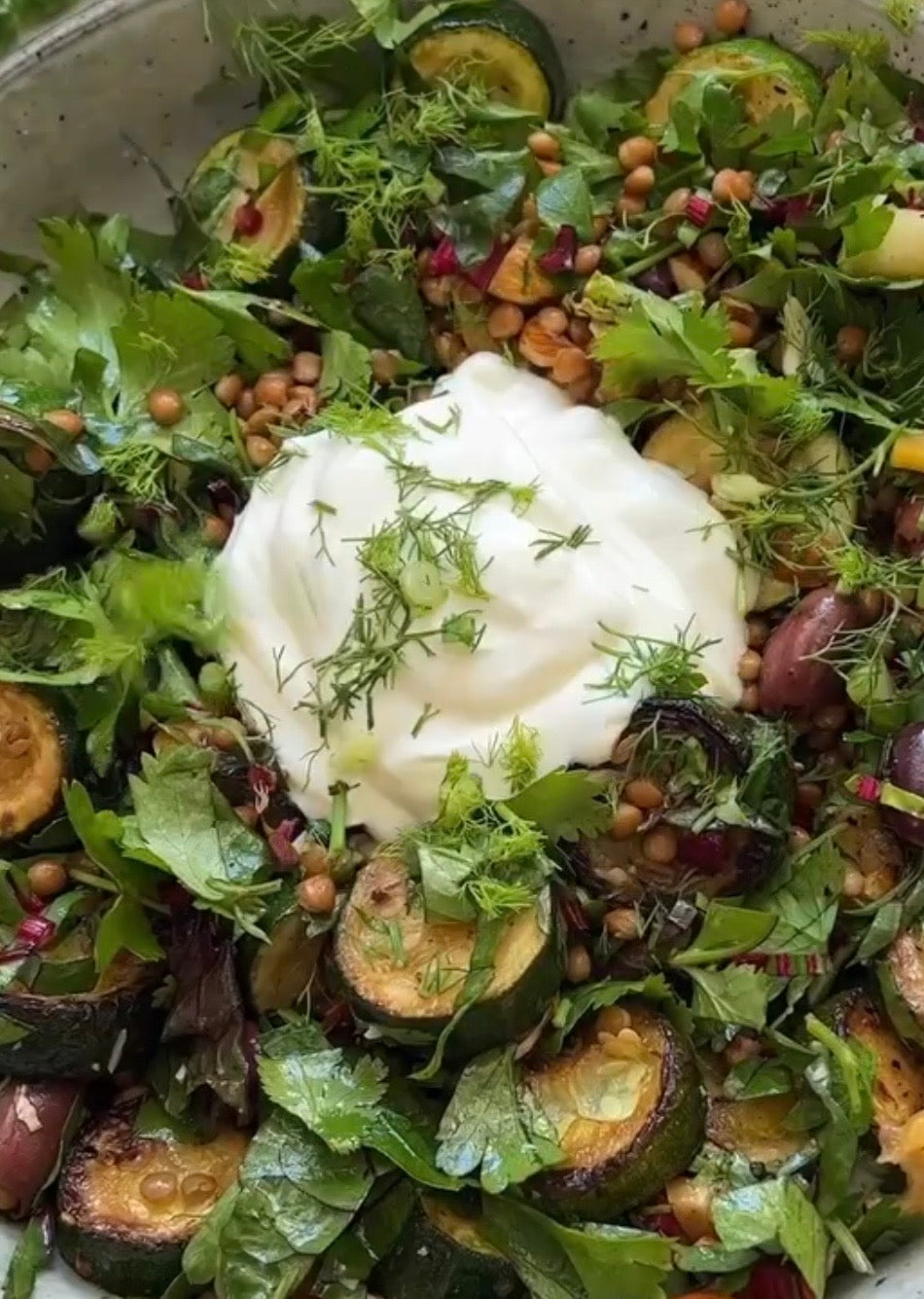Lentil, Roasted Zucchini Salad