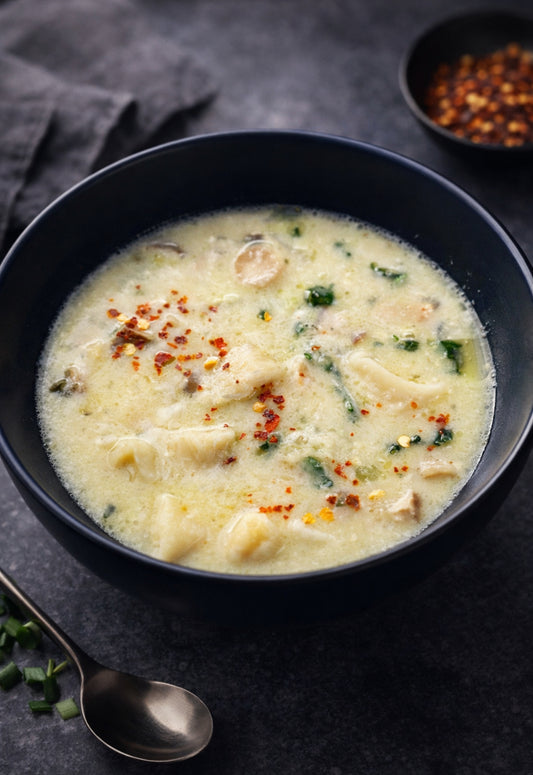 Creamy Chicken and Ricotta Gnocchi Soup (Gnocchi will be in the form of little pillows)