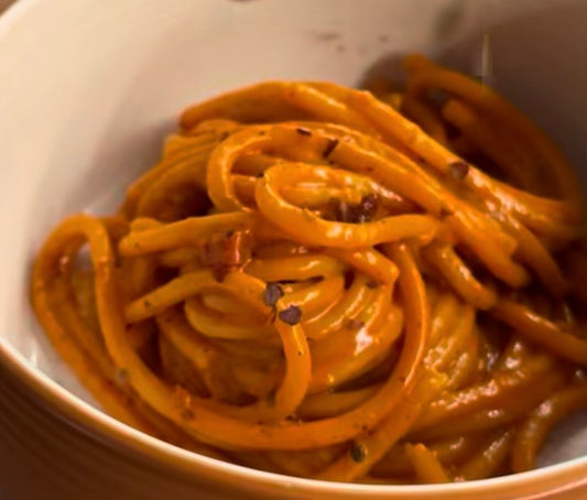 Sassy Carbonara🤌🏽🧄🥚🌶️ 🧀 ***Pork and extra Calabrian Chili on the side***