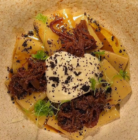 Cacio E Pepe, Braised Beef, Root Vegetable Paccheri